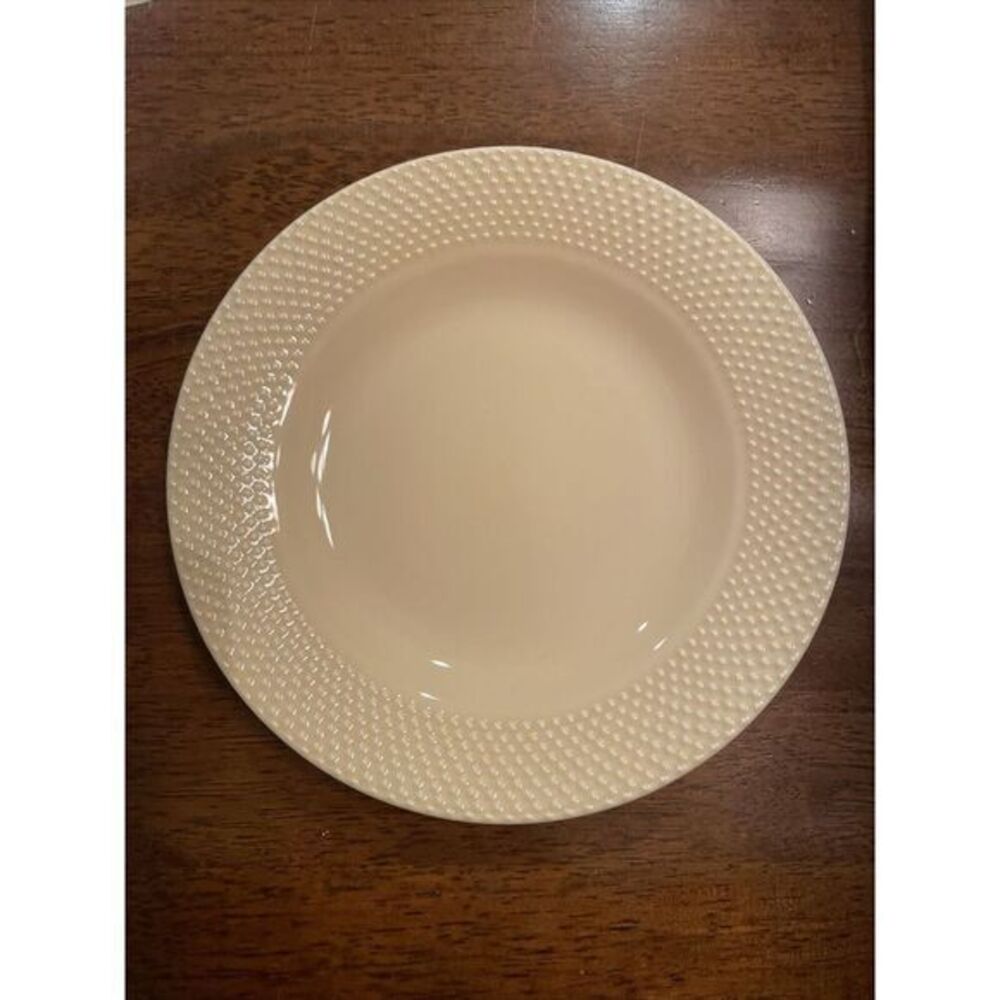 Metceramica Beaded salad‎ Plates Embossed Dot light yellow 9"